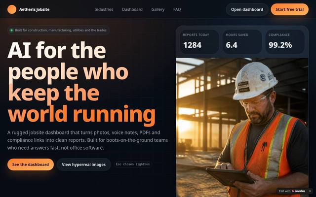 Screenshot of Aetheris Jobsite